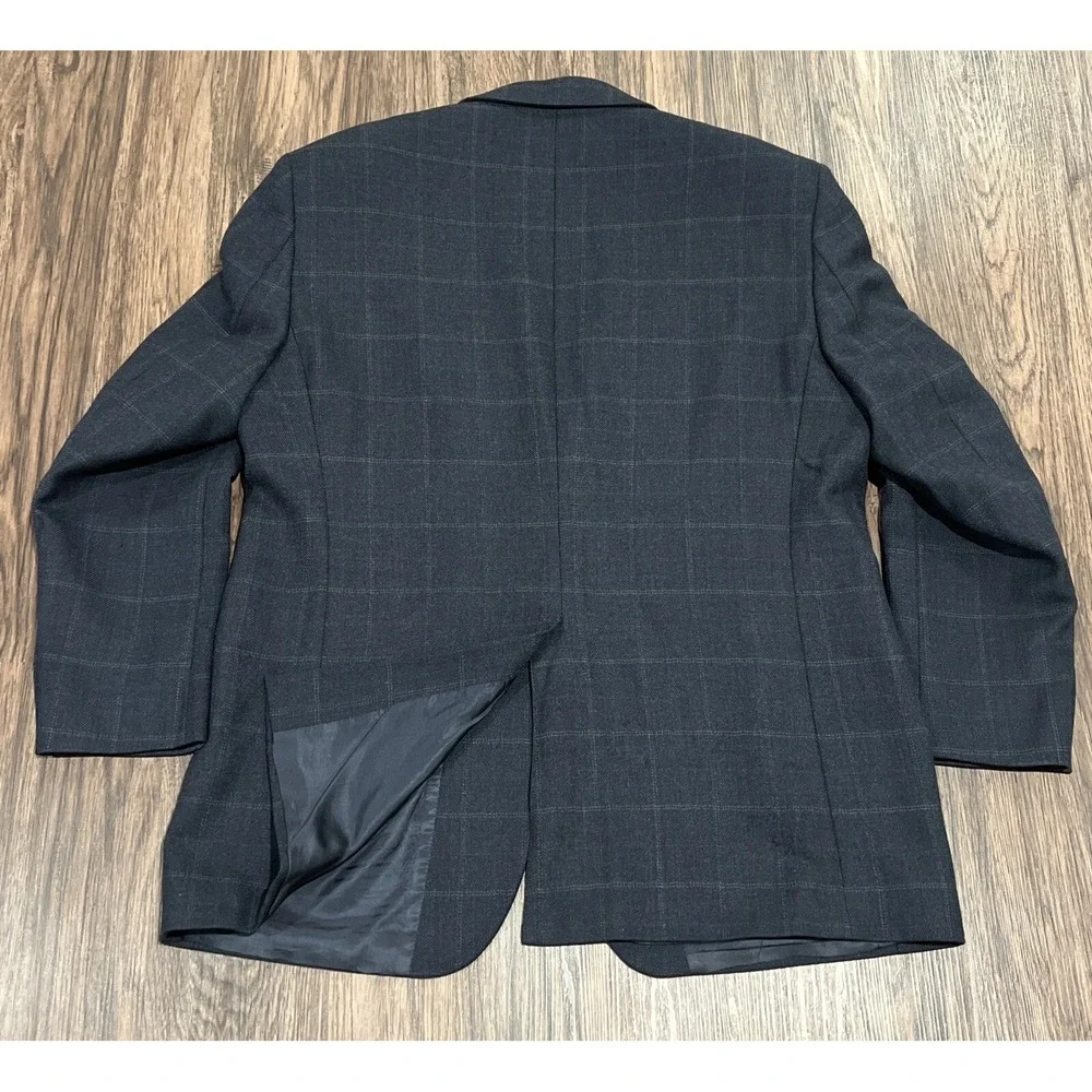 RALPH LAUREN Mens Blazer Sport Coat Two Button Jacket 46L Tartan Plaid Green